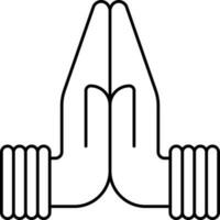 Line Art Indian Female Doing Namaste Hands Symbol or Icon. vector