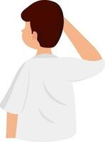 Back View Of Indian Man Saluting On White Background. vector