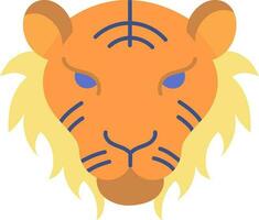 aislado Tigre cara icono en plano estilo. vector