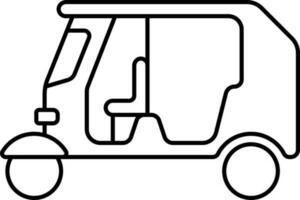 Black Linear Style Auto Rickshaw Icon. vector