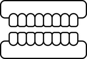 Artificial Teeth Icon In Black Line Art. vector