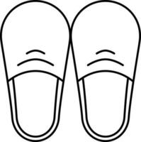 Black Linear Style Slider Slipper Icon. vector