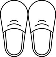 Black Linear Style Slider Slipper Icon. vector