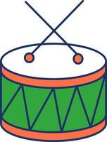 Cross Sticks On Snare Drum Tricolor Icon. vector