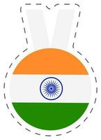 Isolated Medal With Circular Indian Flag Sticker In Flat Style. vector