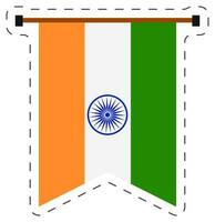 Isolated Pennat Indian Flag Sticker Style. vector