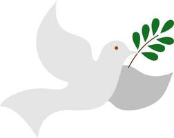 Isolated Flying Dove With Olive Twig Icon In Black Flat Style. vector