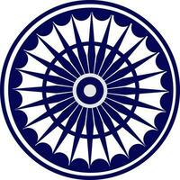 Blue And White Illustration Of Ashoka Wheel Icon. vector