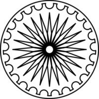 Illustration Of Ashoka Wheel Icon In Line Art. vector