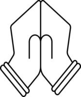 Line Art Indian Female Doing Namaste Hands Symbol Or Icon. vector