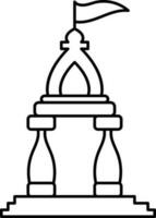 Isolated Hindu spiritual Temple Icon In Line Art. vector