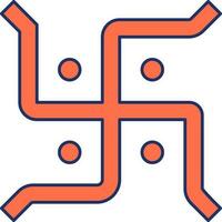 Flat Style Swastika Symbol Or Icon In Orange Color. vector