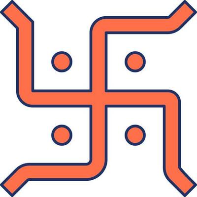 Flat Style Swastika Symbol Or Icon In Orange Color.