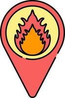 Fire Location Point Colorful Icon. vector