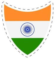 Isolated Shield Style Circular Indian Flag Sticker In Flat Style. vector