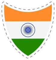 Isolated Shield Style Circular Indian Flag Sticker In Flat Style. vector