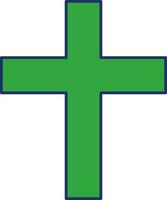 Flat Style Holy Cross Green Icon Or Symbol. vector