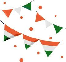 Indian Flag Color Bunting Flag Garland Icon In Flat Style. vector