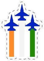 Three Rocket Launching In Indian Flag Color Sticker In Flat Style. vector