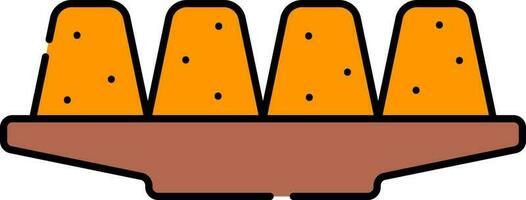 Illustration Jaggery Plate Icon In Orange And Brown Color. vector