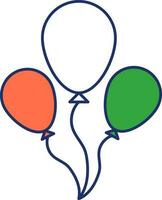 Tricolor Balloons Bunch Fly Icon In Flat Style. vector