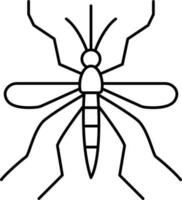 Thin Line Art Of Mosquito Character Icon. vector