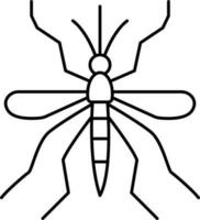 Thin Line Art Of Mosquito Character Icon. vector