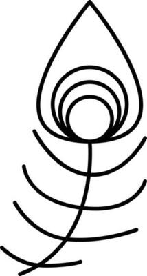 Black Thin Line Art Of Peacock Feather Icon.