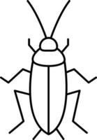 Isolated Cockroach Icon In Black Outline. vector