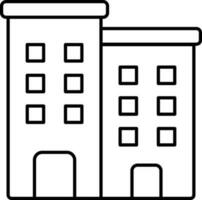 Black Outline Of Skyline Building Icon. vector