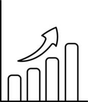 Growing Bar Graph With Arrow Outline Icon. vector