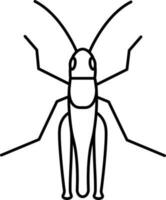 Black Outline Illustration Of Grasshopper Character Icon. vector