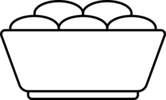 Black Thin Line Art Of Sweets Bowl Icon. vector