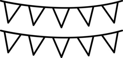 Hanging Triangular Bunting Flags Icon In Linear Style. vector