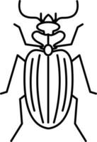 Isolated Ground Beetle Character Icon In Linear Style. vector