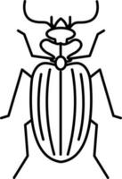 Isolated Ground Beetle Character Icon In Linear Style. vector