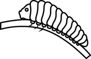 Black Line Art Illustration Of Caterpillar Icon. vector