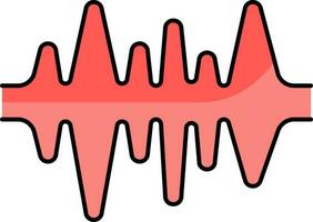Red Audio Wave Icon Or Symbol. vector