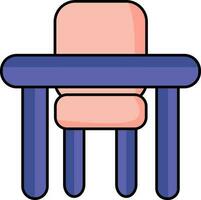 Table And Chair Icon In Blue And Pink Color. vector