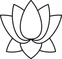 Black Linear Style Lotus Flower Icon Or Symbol. vector