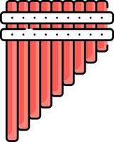 Flat Illustration Of Pan Flute Red Icon. vector