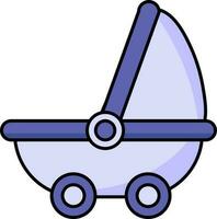 Baby Stroller Icon In Blue Color. vector