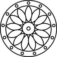 Black Outline Illustration Of Dharamchakra Icon. vector