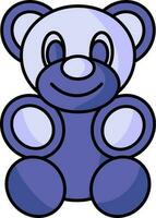 Cute Teddy Bear Icon In Blue Color. vector