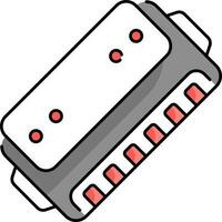 Grey And Red Harmonium Icon In Flat Style. vector