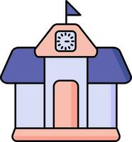 School Building Icon In Blue And Pink Color. vector