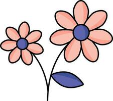 Flower Plant Icon In Pink And Blue Color. vector