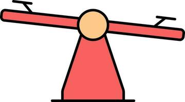 Balance Seesaw Icon In Orange And Red Color. vector