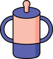 Double Handle Baby Bottle Pink And Blue Icon. vector