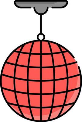 Red Disco Light Icon In Flat Style.